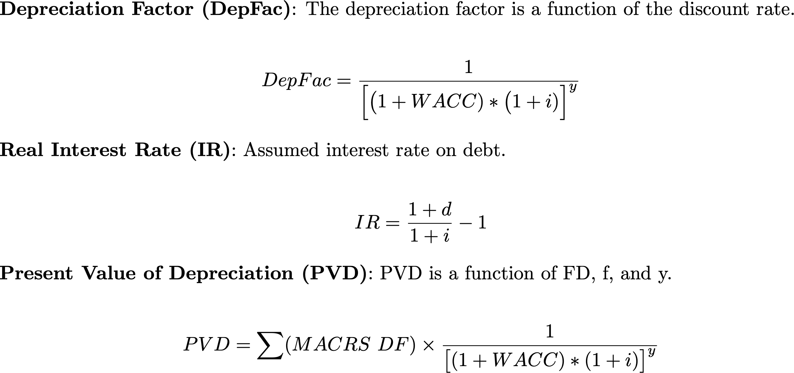 Input variable equations for the ATB